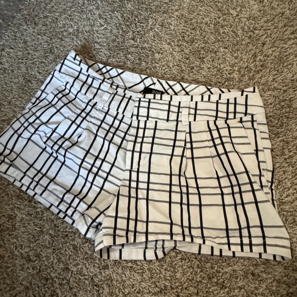 a.n.a Black and White Checkered High Waist Shorts